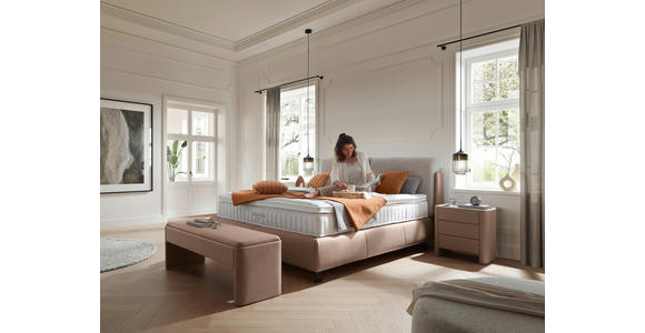 BOXSPRINGBETT 180/200 cm in Hellgrau, Hellbraun - Hellbraun/Hellgrau, Design, Textil/Metall (180/200cm) - Johann Jakob