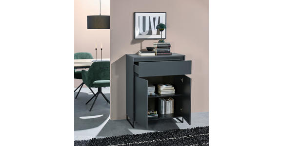 KOMMODE  in 80/103/38 cm  - Anthrazit/Schwarz, KONVENTIONELL, Holzwerkstoff/Metall (80/103/38cm) - Carryhome