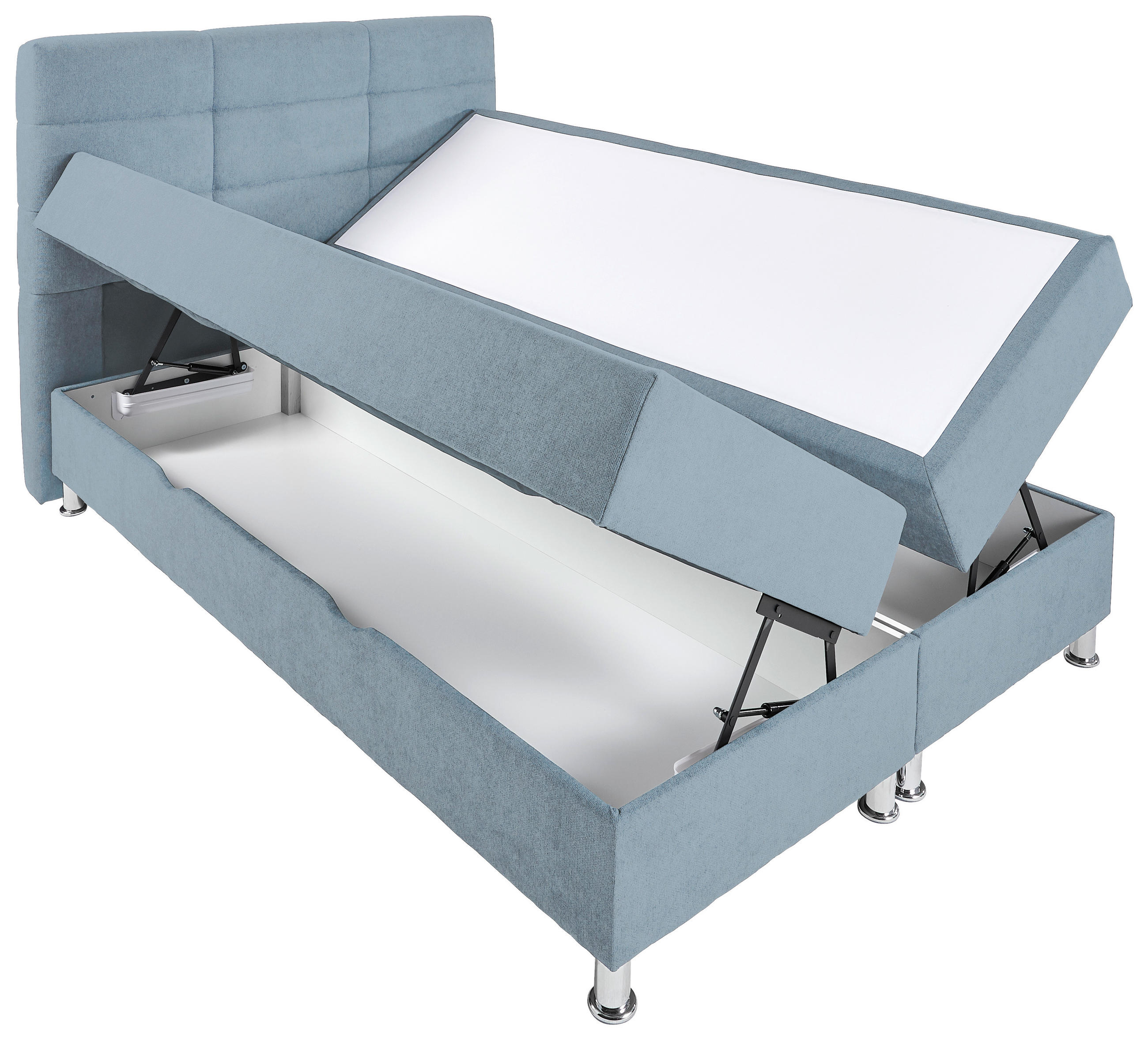 BOXBETT 180/200 cm  in Türkis  - Türkis/Chromfarben, KONVENTIONELL, Textil/Metall (180/200cm) - Carryhome
