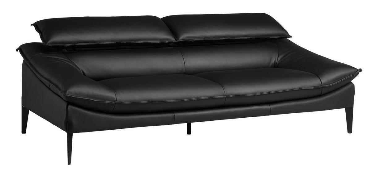 TŘÍMÍSTNÁ POHOVKA, černá, pravá kůže - černá, Design, kov/kůže (222/78/108cm) - Belluti