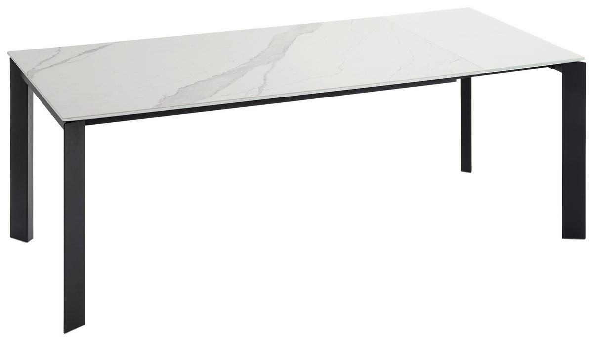 ESSTISCH in Metall, Keramik 160-250/90/75 cm  - Weiss/Schwarz, Design, Keramik/Metall (160-250/90/75cm) - Novel