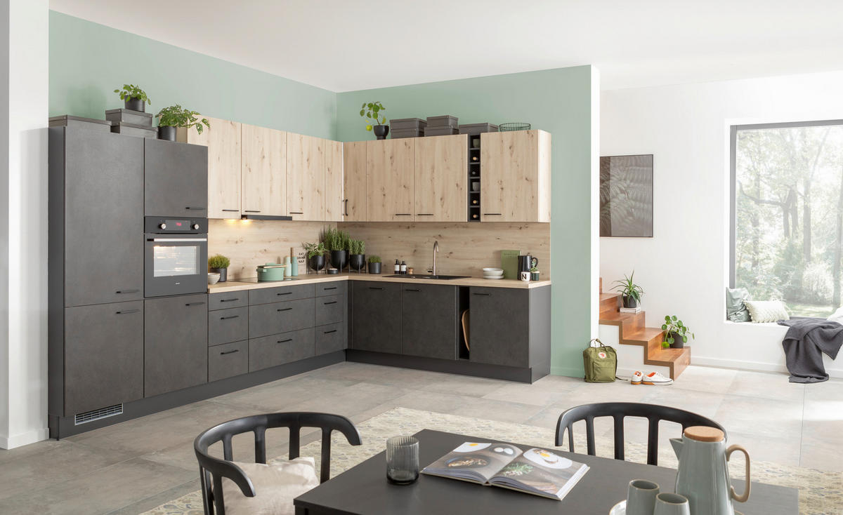 KÜCHENLEERBLOCK   in Eichefarben, Dunkelgrau  - Eichefarben/Dunkelgrau, Basics, Holzwerkstoff/Metall - Venda