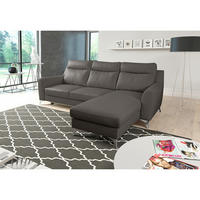 ECKSOFA Lederlook Echtleder Dunkelbraun  - Chromfarben/Dunkelbraun, Design, Leder/Textil (236/168cm) - Livetastic