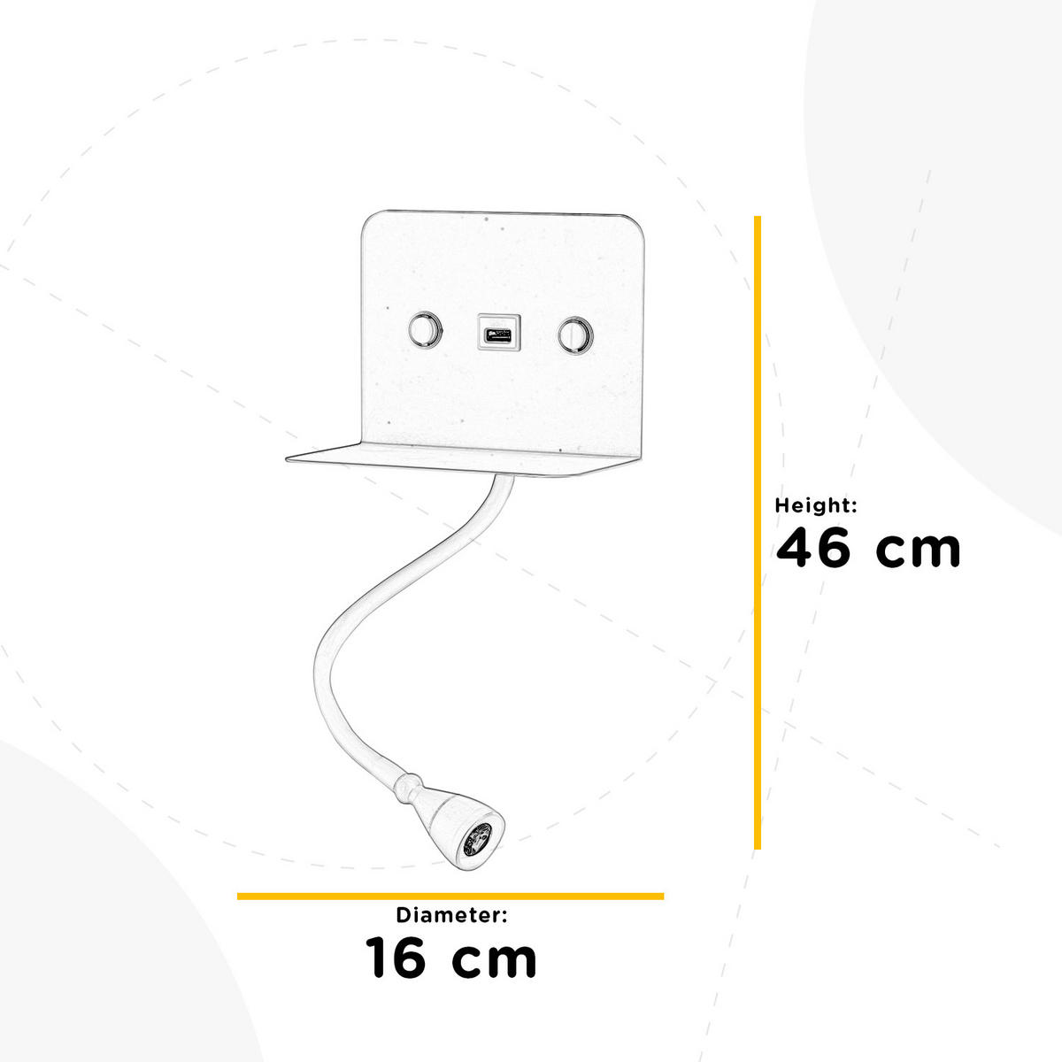 NÁSTENNÉ LED SVIETIDLO, 16/13/46 cm - čierna, Basics, kov (16/13/46cm)