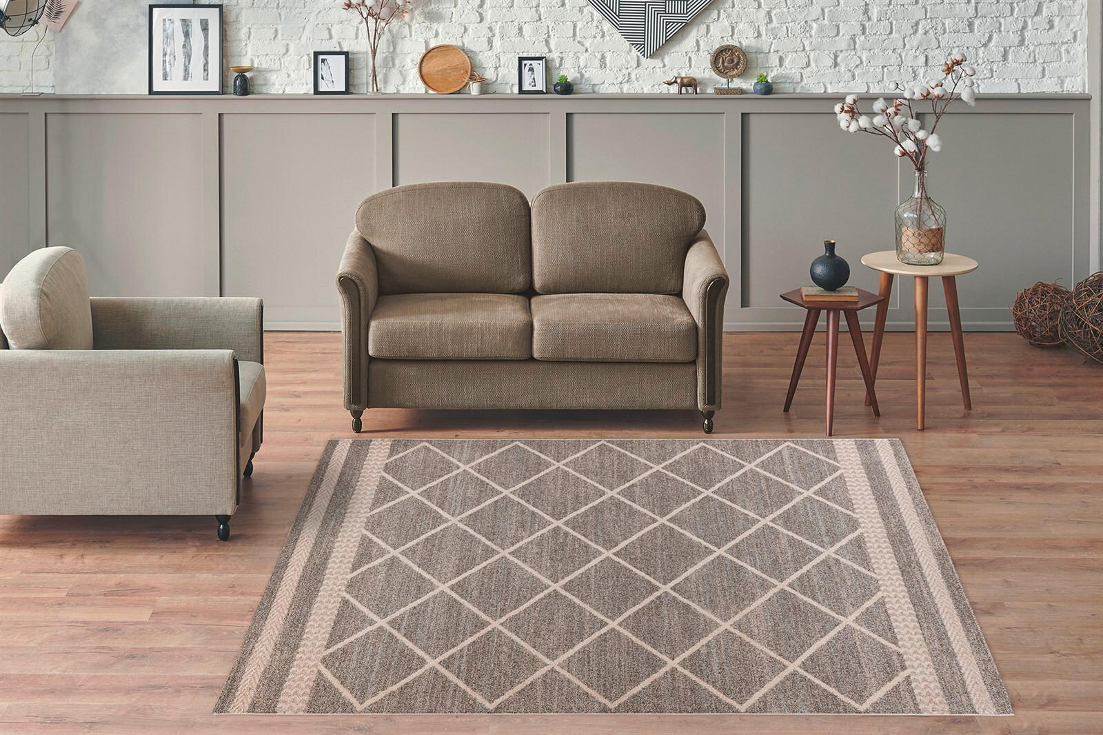 TEPPICH 160/230 cm Rhombus 225 Braun / Beige Braun, Beige - Beige/Braun, KONVENTIONELL, Textil (160/230cm)