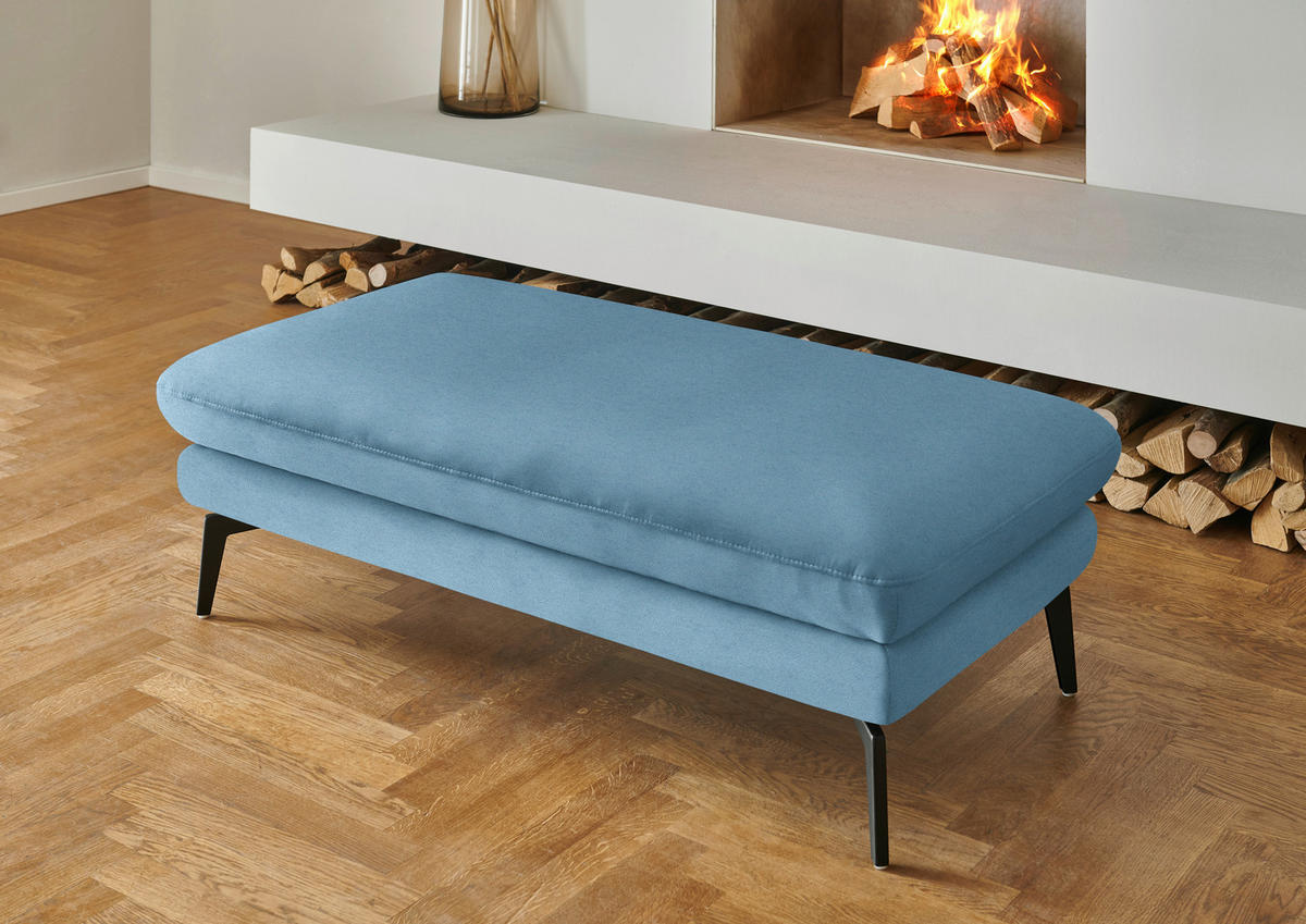 WOHNLANDSCHAFT Chenille, Flachgewebe Blau  - Blau/Schwarz, Design, Textil/Metall (180/344/208cm) - Dieter Knoll