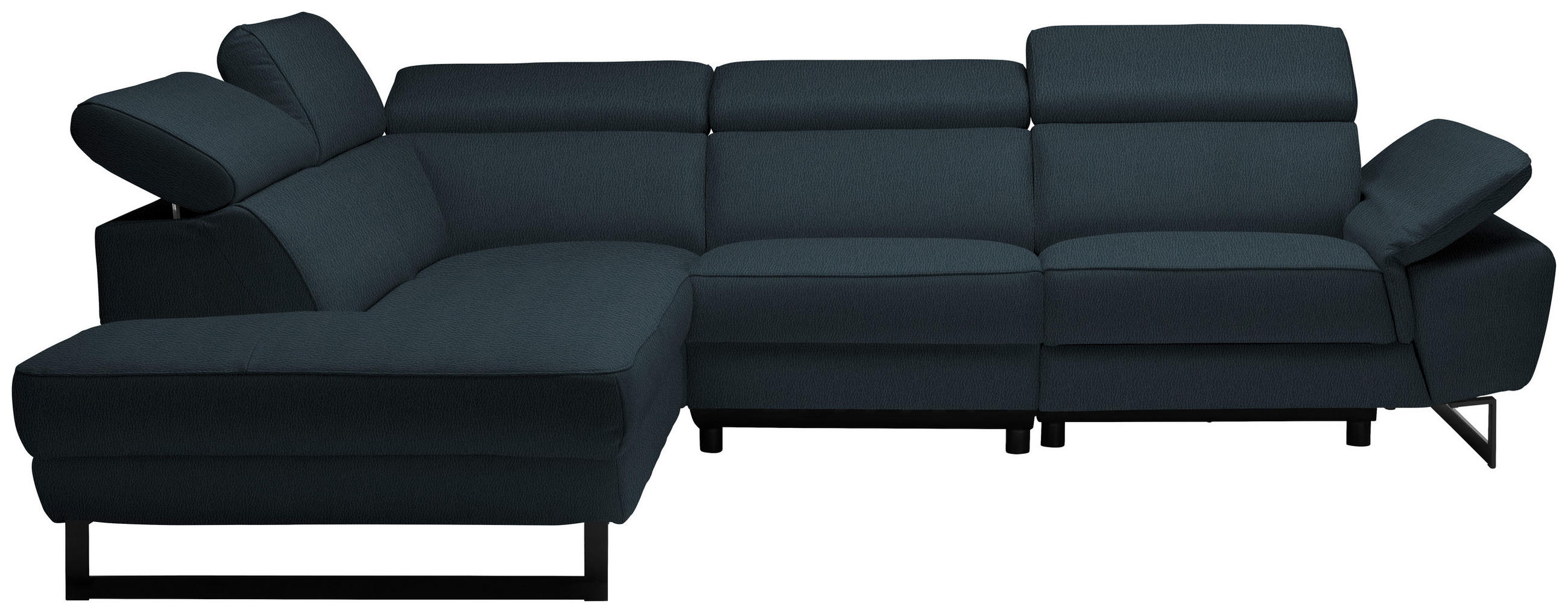 ECKSOFA in Echtleder Dunkelblau  - Schwarz/Dunkelblau, Design, Leder/Metall (225/281cm) - Celina Home