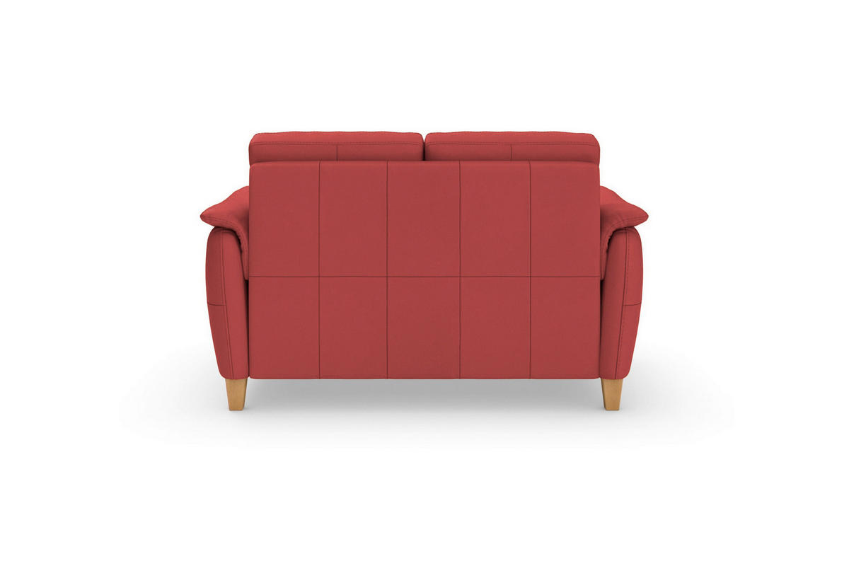DVOUMÍSTNÁ POHOVKA, červená, pravá kůže - barvy dubu/červená, Basics, dřevo/kůže (149/89/89cm) - Sit & More