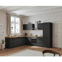ECKKÜCHE 240/300 cm  in Grau, Eiche Wotan  - Eiche Wotan/Schwarz, Lifestyle, Holzwerkstoff/Metall (240/300cm) - Held