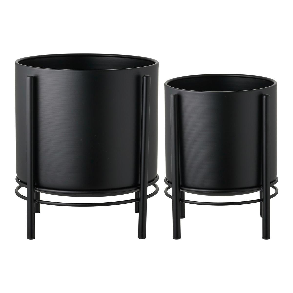 BLUMENTOPF-SET Schwarz  - Schwarz, Basics, Metall
