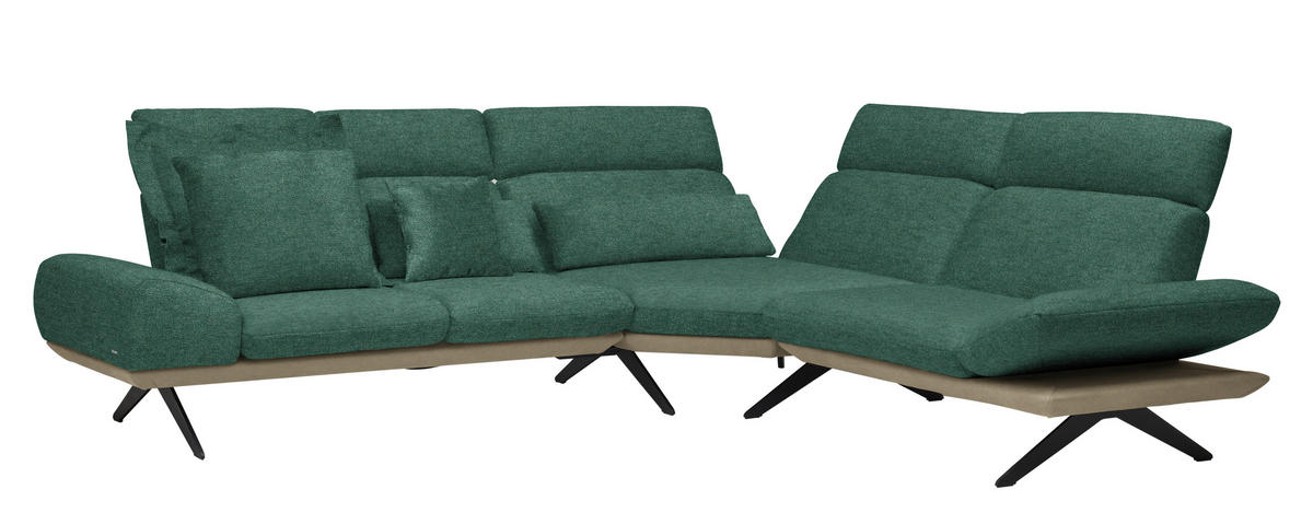 ECKSOFA  in Chenille, Flachgewebe Grün  270/239 cm  - Schwarz/Grün, Design, Textil/Metall (270/239cm) - Koinor