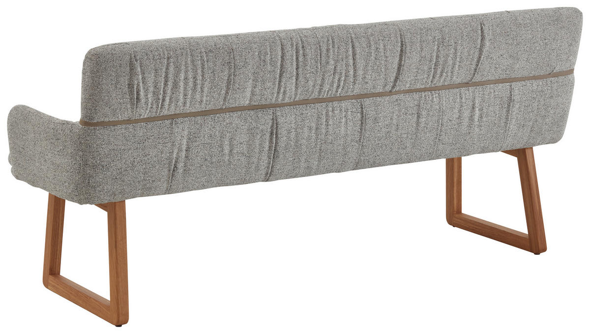 SITZBANK 200/86/68 cm Mikrofaser Graphitfarben Wildeiche massiv  - Wildeiche/Graphitfarben, Design, Holz/Textil (200/86/68cm) - Valdera