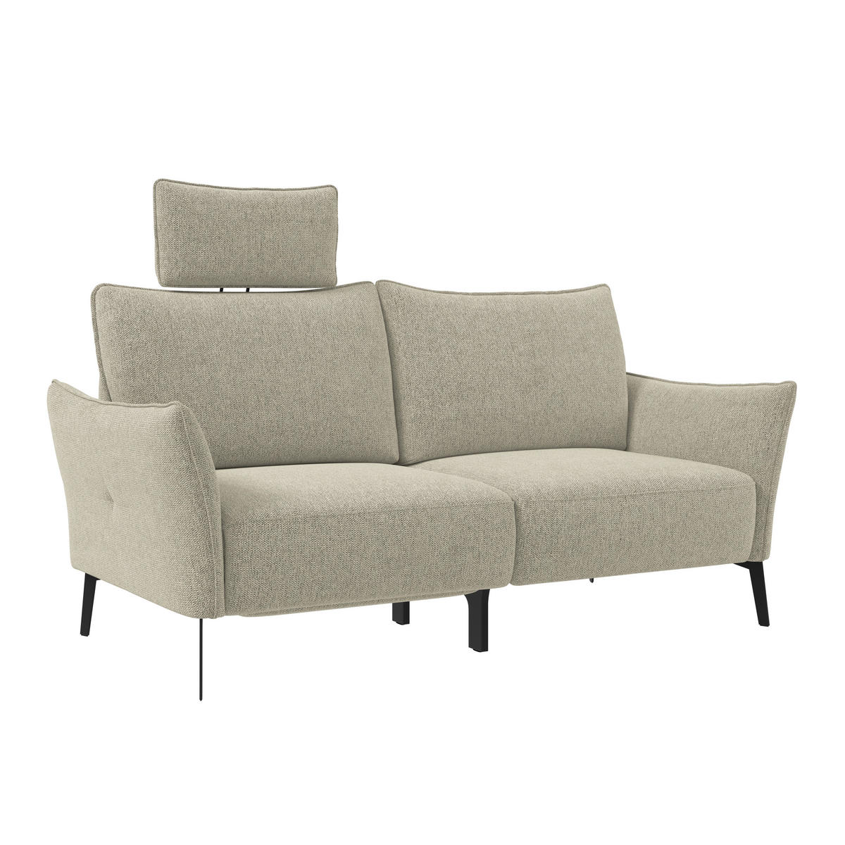 3-SITZER-SOFA Chenille Beige  - Beige/Schwarz, Konventionell, Textil/Metall (184/90/92cm) - Elegando