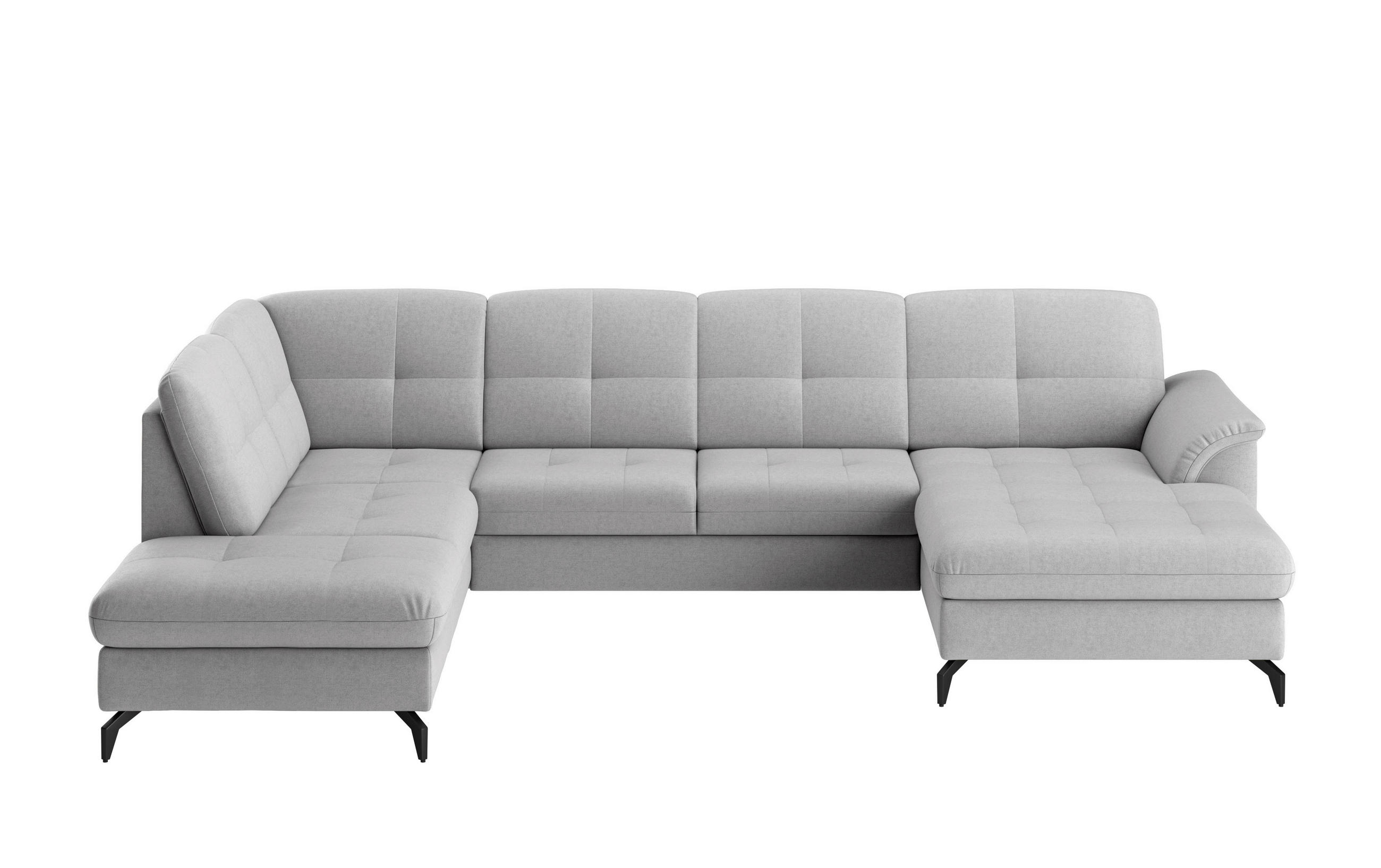 WOHNLANDSCHAFT in Flachgewebe Hellgrau  - Hellgrau/Schwarz, MODERN, Textil/Metall (212/319/164cm) - Sit & More