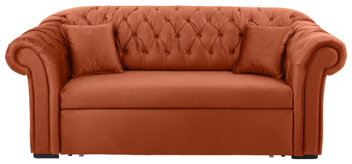 KANAPÉÁGY textil rozsdavörös  - fekete/rozsdavörös, Design, textil/fa (213/86/99cm) - MID.YOU