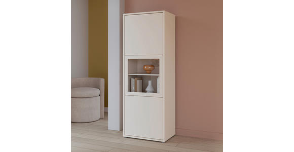 VITRINE  in Sandfarben  - Sandfarben/Grau, MODERN, Glas/Holz (64,8/179,1/44cm) - Carryhome