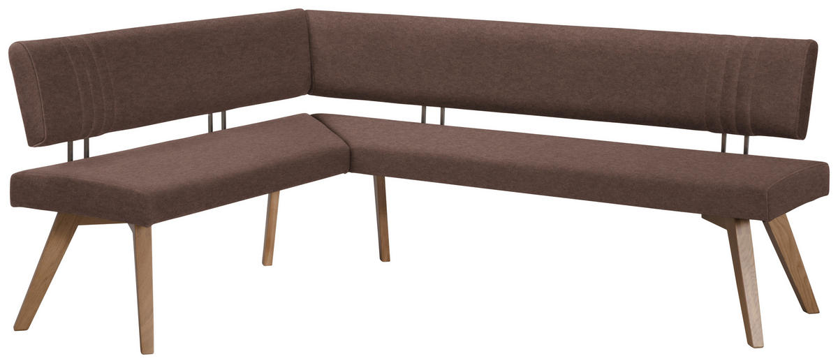 ECKBANK in Holz, Textil Hellbraun, Wildeiche  - Hellbraun/Wildeiche, Design, Holz/Textil (160/190cm) - Venda