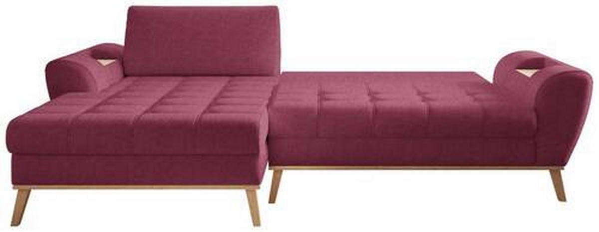 ECKSOFA in Webstoff Dunkelrot  - Eichefarben/Creme, Design, Holz/Textil (175/282cm) - Carryhome
