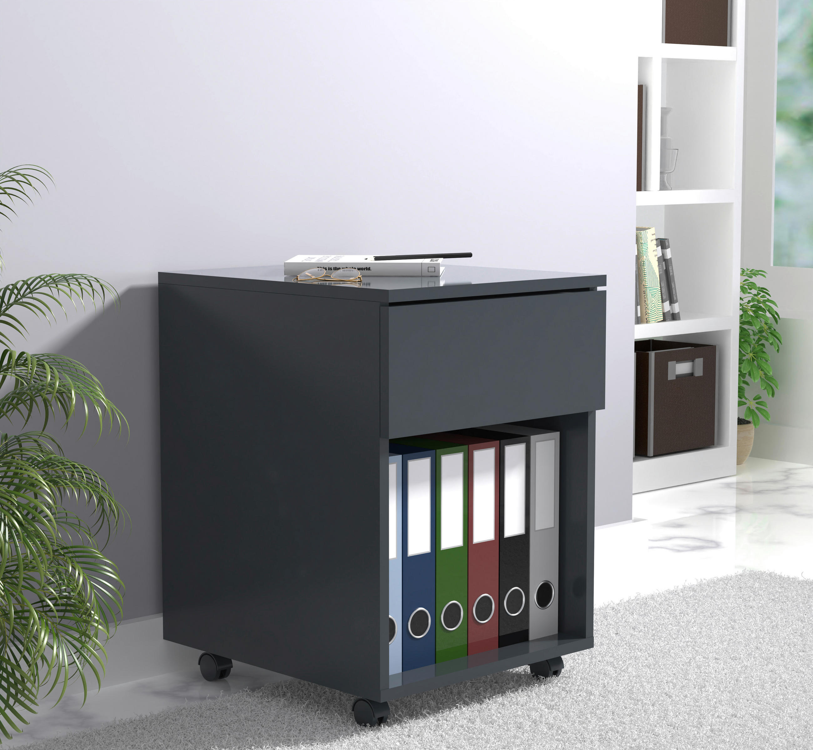 ROLLCONTAINER Anthrazit - Anthrazit, MODERN, Holzwerkstoff/Kunststoff (39/55/45cm) - MID.YOU