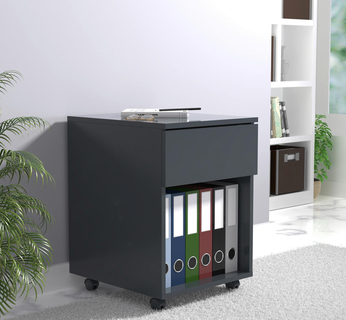 ROLLCONTAINER 39/55/45 cm  - Anthrazit, Modern, Holzwerkstoff/Kunststoff (39/55/45cm) - MID.YOU