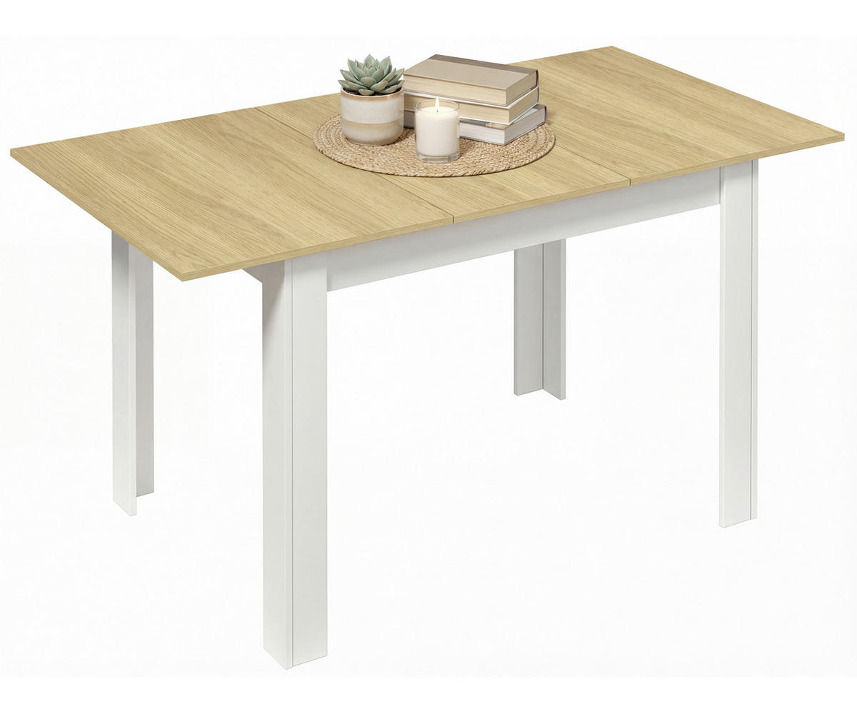 JEDÁLENSKÝ STÔL, biela, dub medový, 109/75/80 cm - biela/dub medový, Modern, kompozitné drevo (109/75/80cm) - MID.YOU