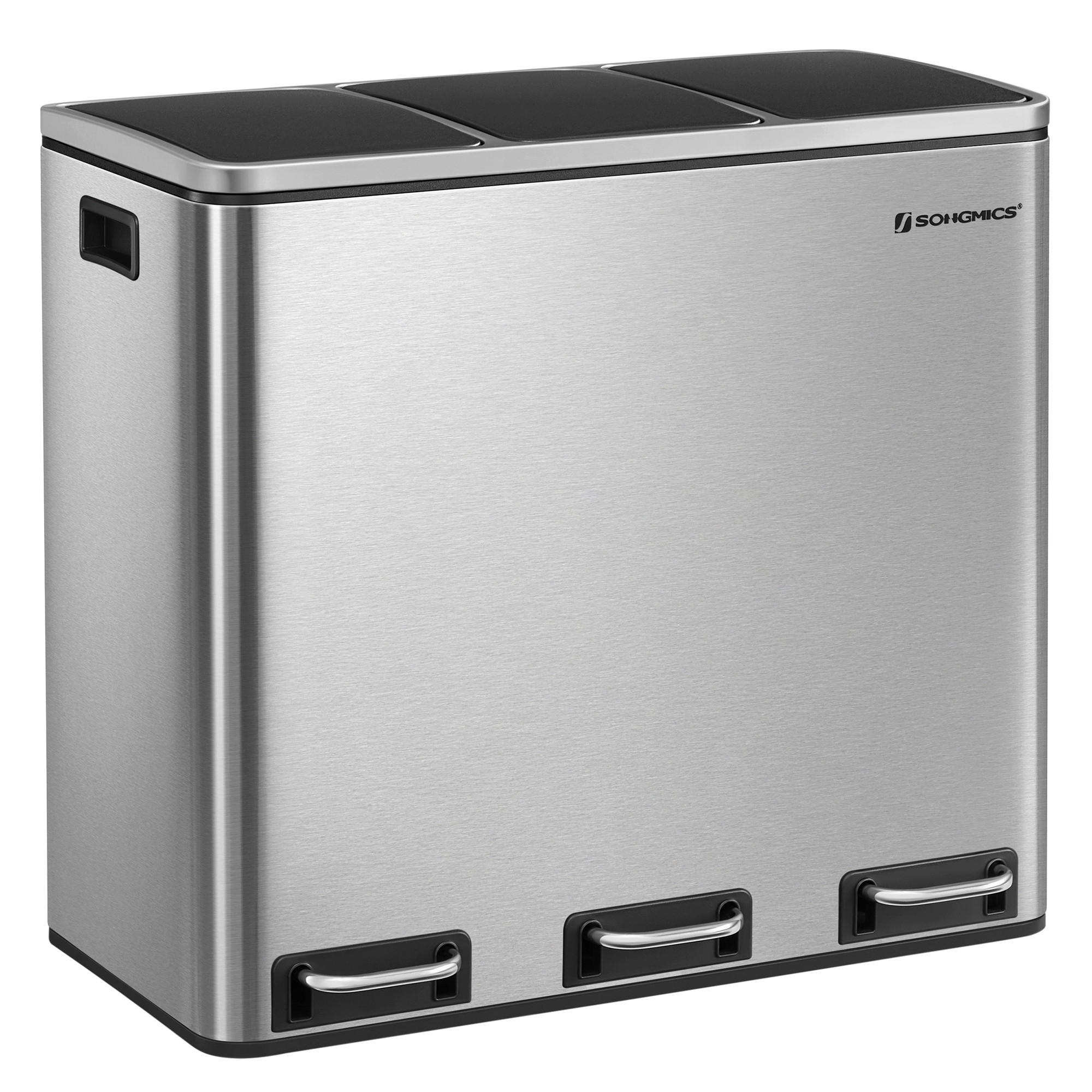 ABFALLSAMMLER 54 l  Metall, Kunststoff  - Edelstahlfarben/Schwarz, Basics, Kunststoff/Metall (61/55,5/31,5cm)