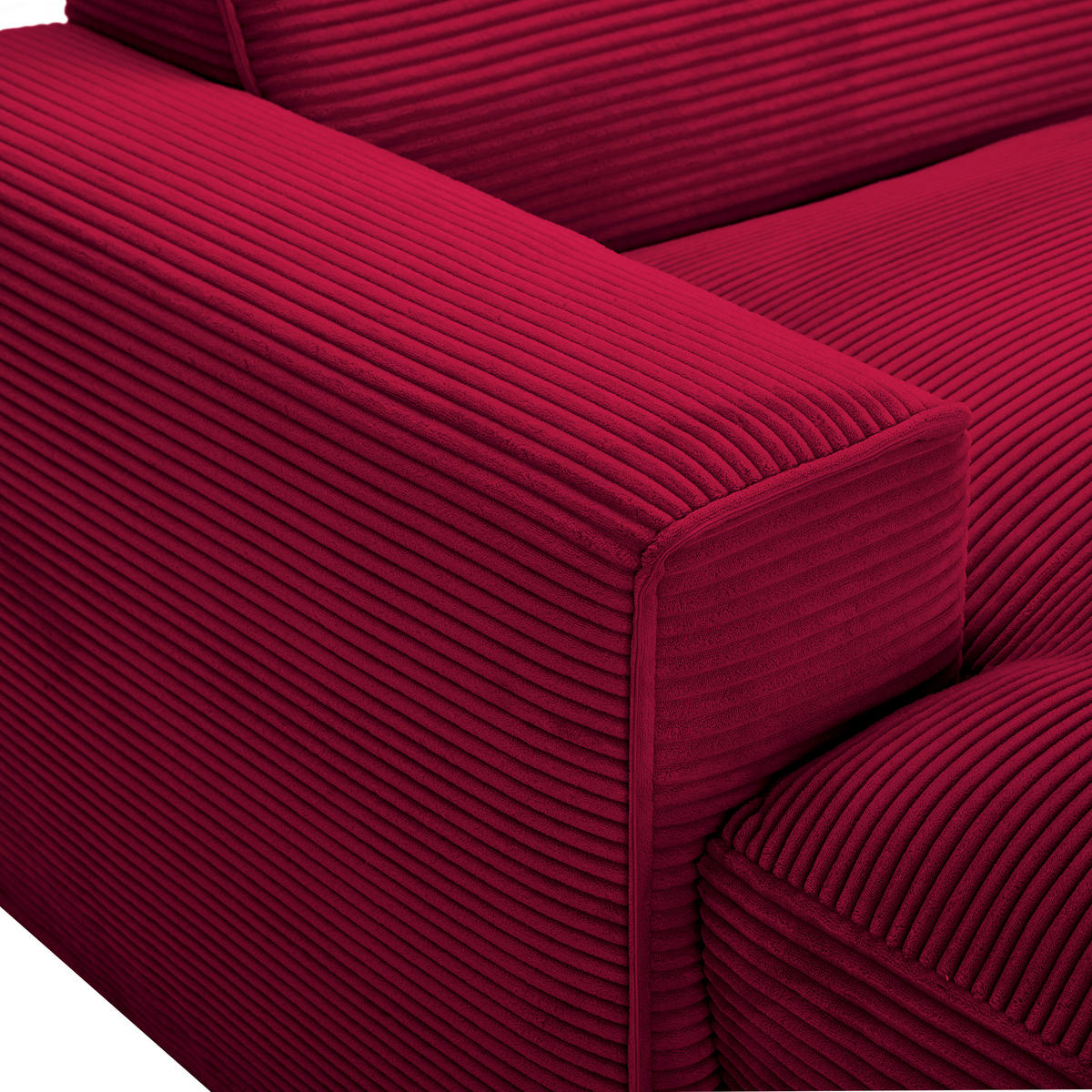 ECKSOFA in Cord Rot  - Rot/Schwarz, Design, Kunststoff/Textil (196/303cm) - Livetastic