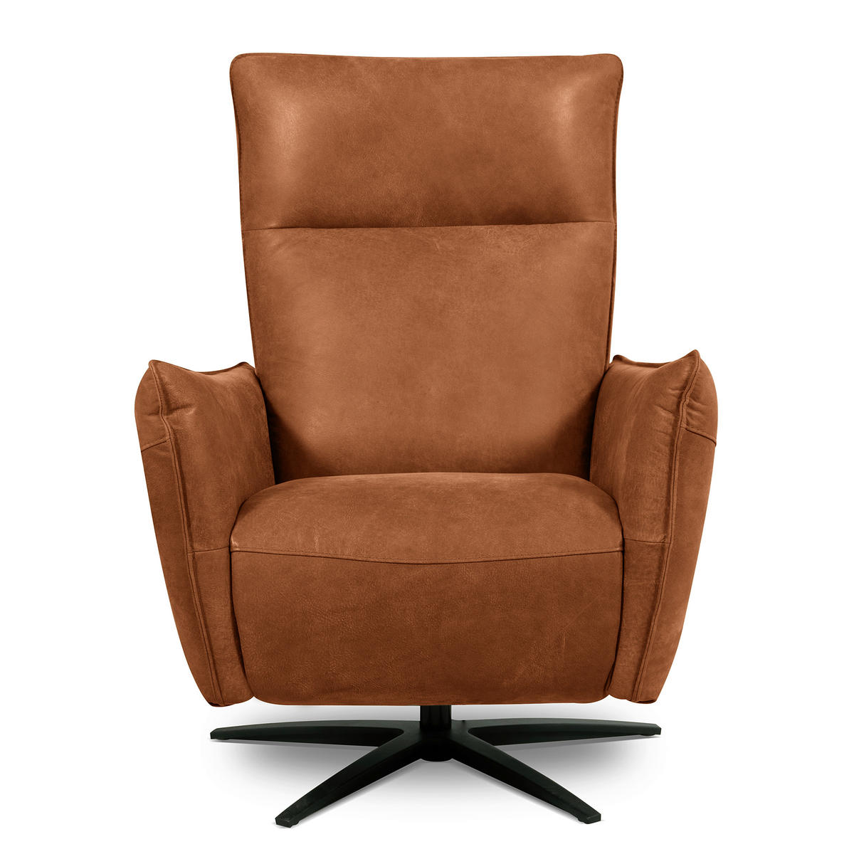 RELAXSESSEL Leder Karamell  - Karamell/Schwarz, Design, Leder/Metall (77/107/88cm) - Livetastic