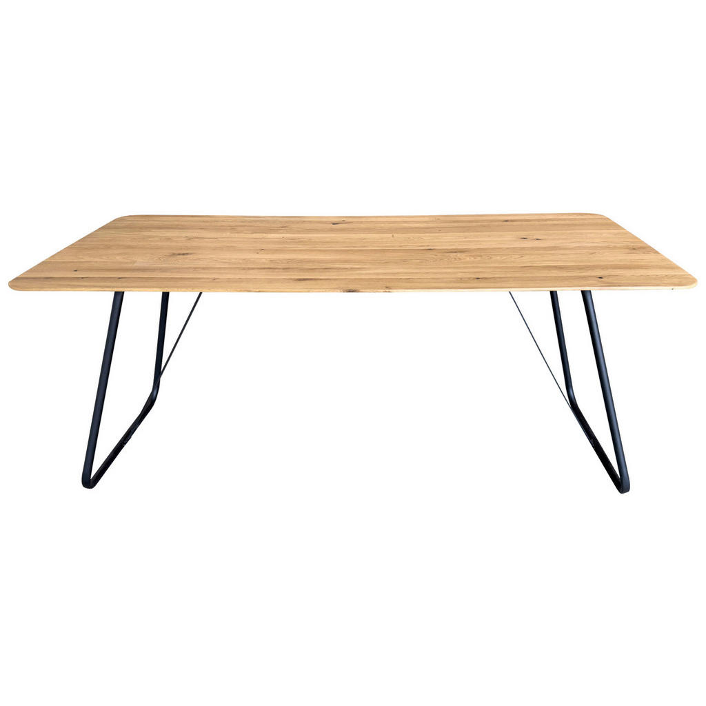 Thumbnail - Linea Natura Esstisch, Schwarz, Eiche, Holz, Metall, Eiche, massiv, rechteckig, Kufe, Rundrohr, 100x75x200 cm, in versch...