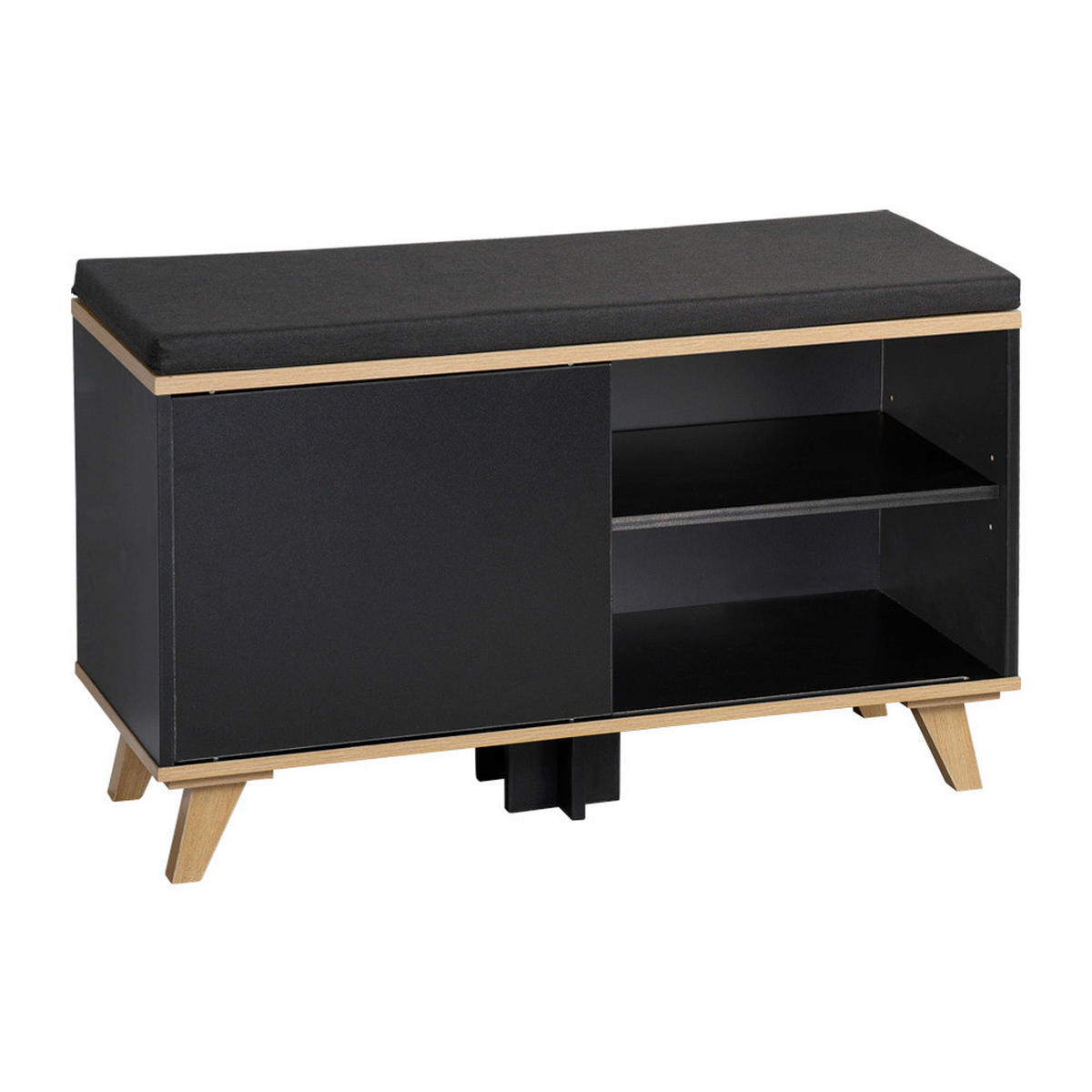 SCHUHSCHRANK  in 77/48/30 cm  - Eichefarben/Schwarz, Design, Holzwerkstoff/Textil (77/48/30cm) - Kesper