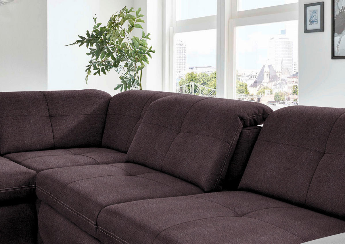 ECKSOFA in Mikrofaser Dunkelbraun  260/318 cm  - Dunkelbraun/Silberfarben, Design, Textil/Metall (260/318cm) - Beldomo Speed
