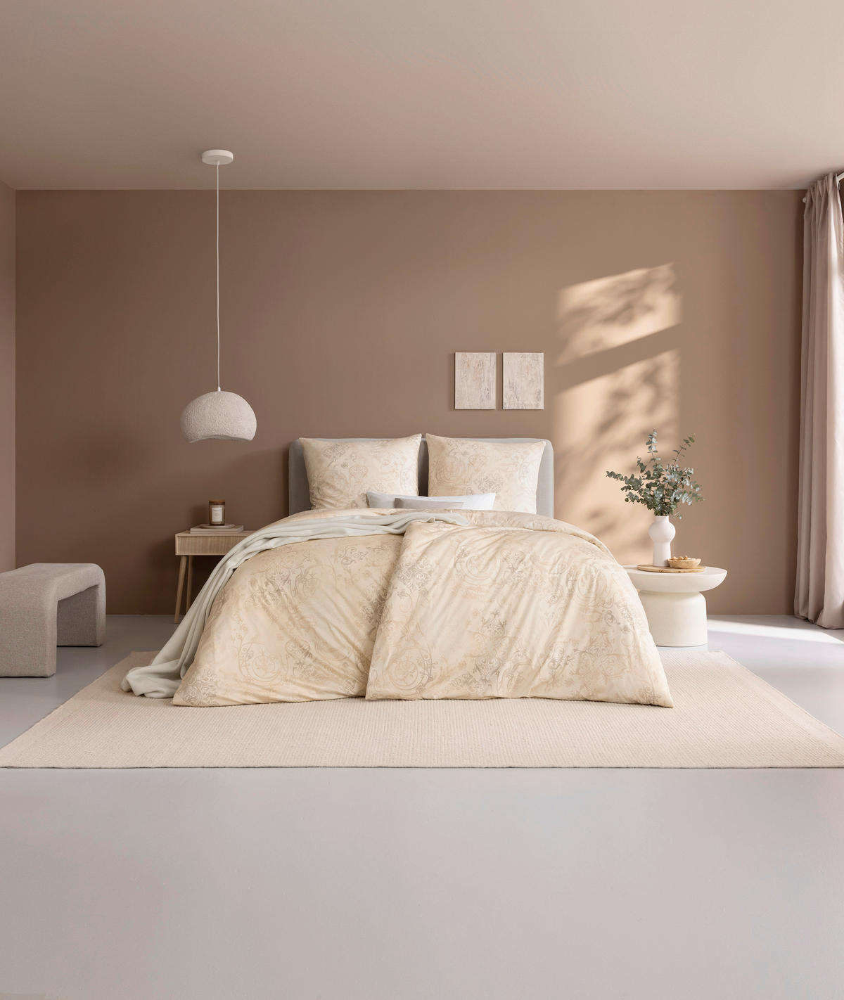 BETTWÄSCHESET 2-teilig Atelier Interlock-Jersey 160/210 cm  - Sandfarben, Basics, Textil (160/210cm) - Estella