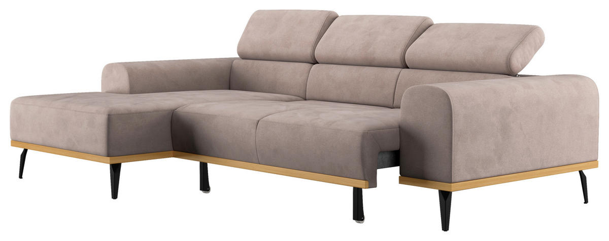 ECKSOFA Sandfarben Mikrofaser  - Sandfarben/Schwarz, KONVENTIONELL, Textil/Metall (157/244cm) - Cotta