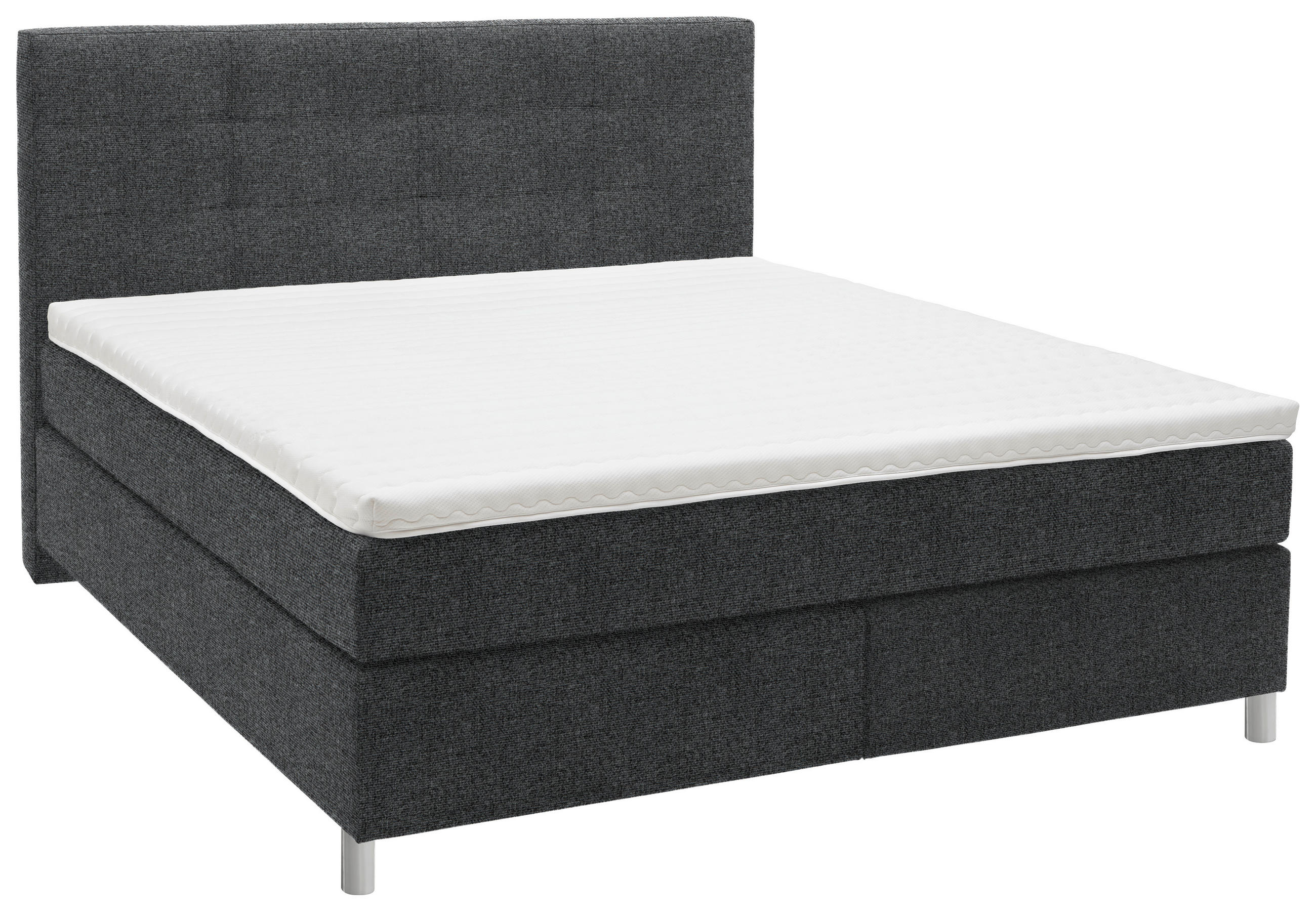 BOXSPRINGBETT 160/200 cm  in Anthrazit  - Chromfarben/Anthrazit, KONVENTIONELL, Kunststoff/Textil (160/200cm) - Voleo