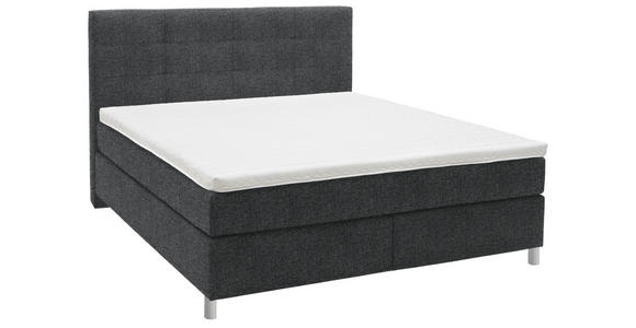 BOXSPRINGBETT 180/200 cm  in Anthrazit  - Chromfarben/Anthrazit, KONVENTIONELL, Kunststoff/Textil (180/200cm) - Voleo