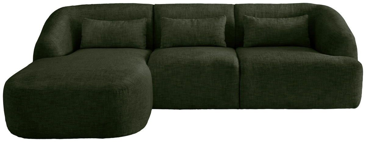 ECKSOFA in Struktur Dunkelgrün  - Dunkelgrün/Schwarz, Modern, Kunststoff/Textil (160/256cm) - Livetastic