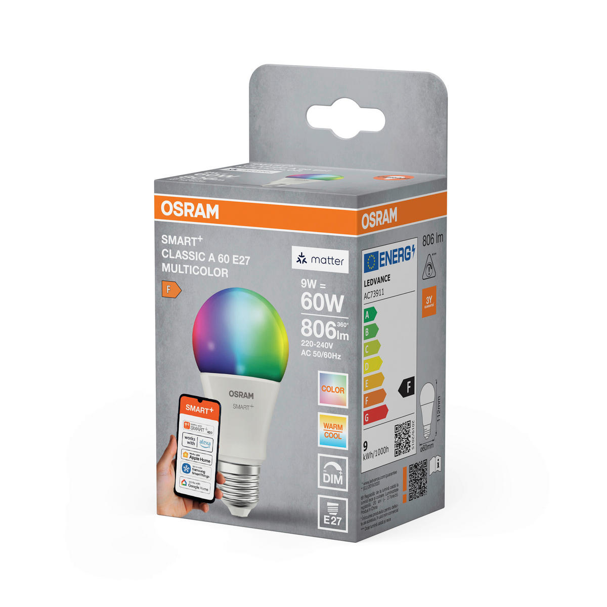LED-LEUCHTMITTEL E27 9 W 806 lm  - Weiß, Basics, Kunststoff (6/11,2cm) - Osram
