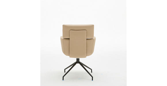 ARMLEHNSTUHL in Eisen Echtleder pigmentiert - Taupe/Schwarz, Design, Leder/Metall (62/92/65cm) - Dieter Knoll