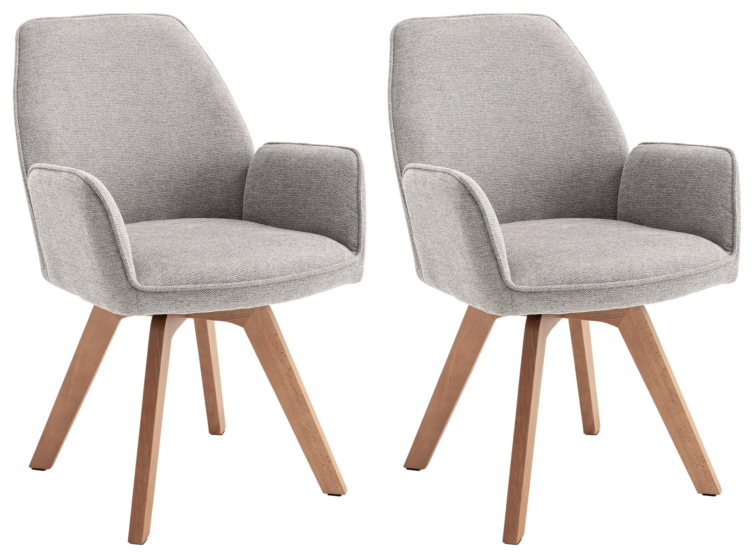 STUHL-SET - Buchefarben/Hellgrau, MODERN, Holz/Textil (57/89/61cm) - MID.YOU