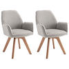 STUHL-SET 2 Stück  in Webstoff Holz, Textil  - Buchefarben/Hellgrau, MODERN, Holz/Textil (57/89/61cm) - MID.YOU