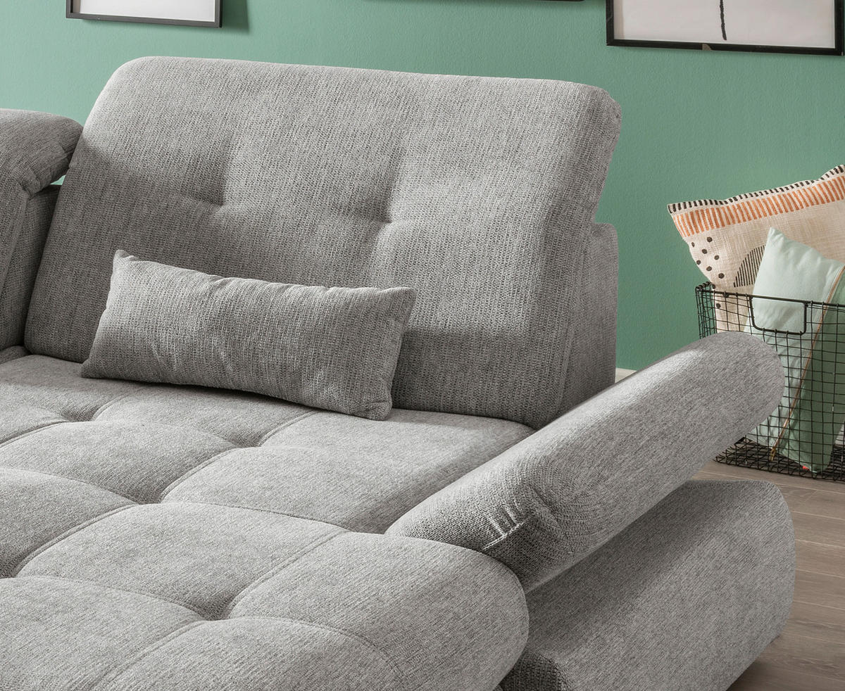ECKSOFA Silberfarben Chenille  - Chromfarben/Silberfarben, Design, Textil/Metall (300/196cm) - Livetastic