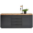 SIDEBOARD 180/80/40 cm  - Schwarz/Eiche Artisan, KONVENTIONELL, Holzwerkstoff/Metall (180/80/40cm) - Xora