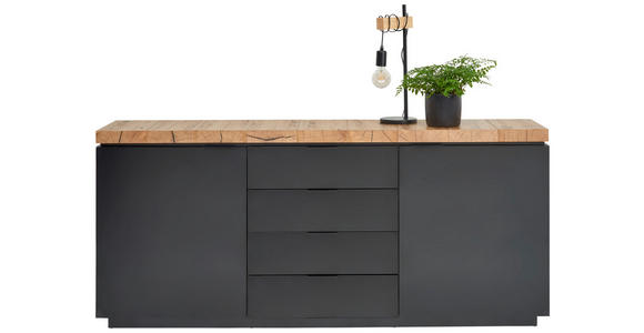 SIDEBOARD 180/80/40 cm  - Schwarz/Eiche Artisan, KONVENTIONELL, Holzwerkstoff/Metall (180/80/40cm) - Xora