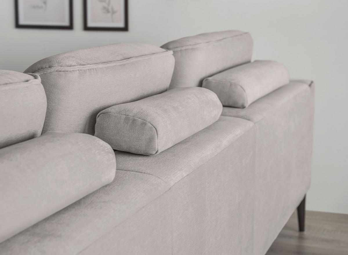 ECKSOFA Hellgrau Flachgewebe  - Hellgrau/Schwarz, KONVENTIONELL, Textil/Metall (193/279cm) - SetOne by Musterring