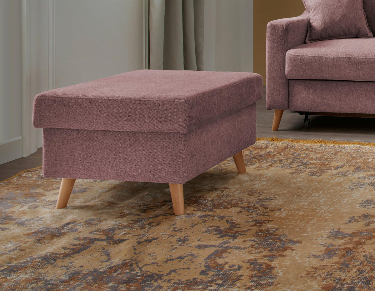 HOCKER in Textil Rosa  - Naturfarben/Rosa, Konventionell, Holz/Textil (61/43/61cm) - P & B