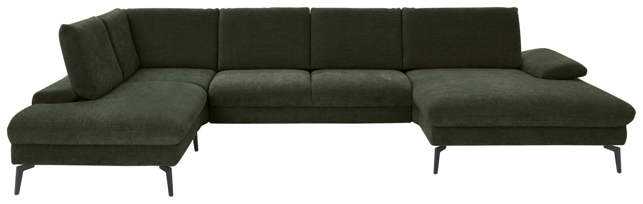 WOHNLANDSCHAFT in Webstoff Olivgrün  - Schwarz/Olivgrün, Design, Textil/Metall (208/354/157cm) - Dieter Knoll