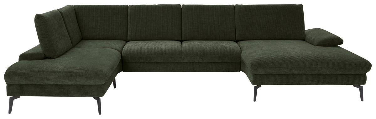 WOHNLANDSCHAFT in Webstoff Olivgrün  - Schwarz/Olivgrün, Design, Textil/Metall (208/354/157cm) - Dieter Knoll