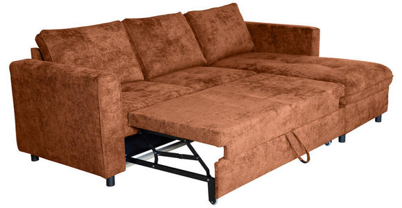 ECKSOFA Rostfarben Flachgewebe - Rostfarben/Schwarz, KONVENTIONELL, Textil/Metall (252/162cm) - Carryhome