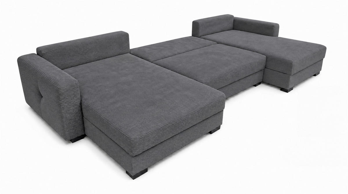 WOHNLANDSCHAFT  Cord Anthrazit  - Anthrazit/Schwarz, Basics, Holz/Holzwerkstoff (379/93/184cm) - MID.YOU