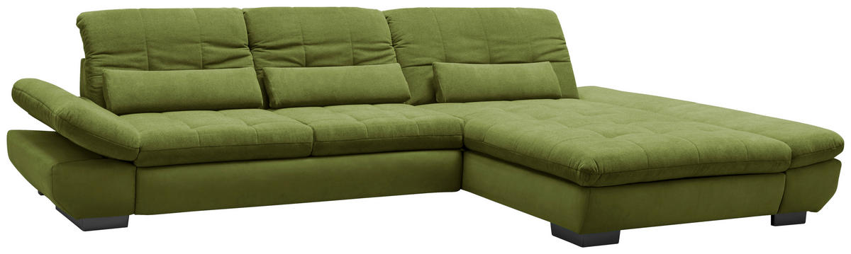 SEDEŽNA GARNITURA, gladka tkanina zelena  - črna/zelena, Design, kovina/tekstil (341/204cm) - Xora